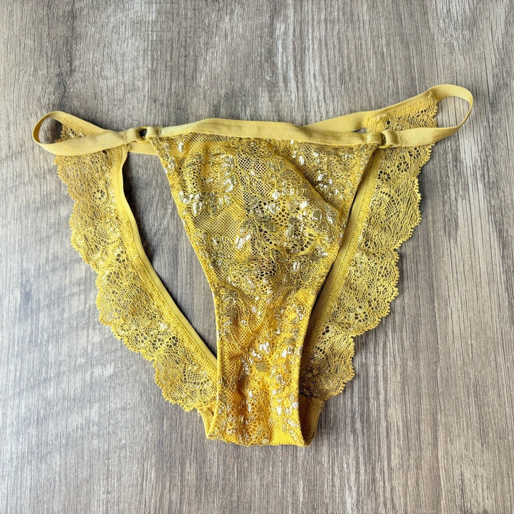 Victoria's Secret Yellow Gold Lace Panties open back exotic design